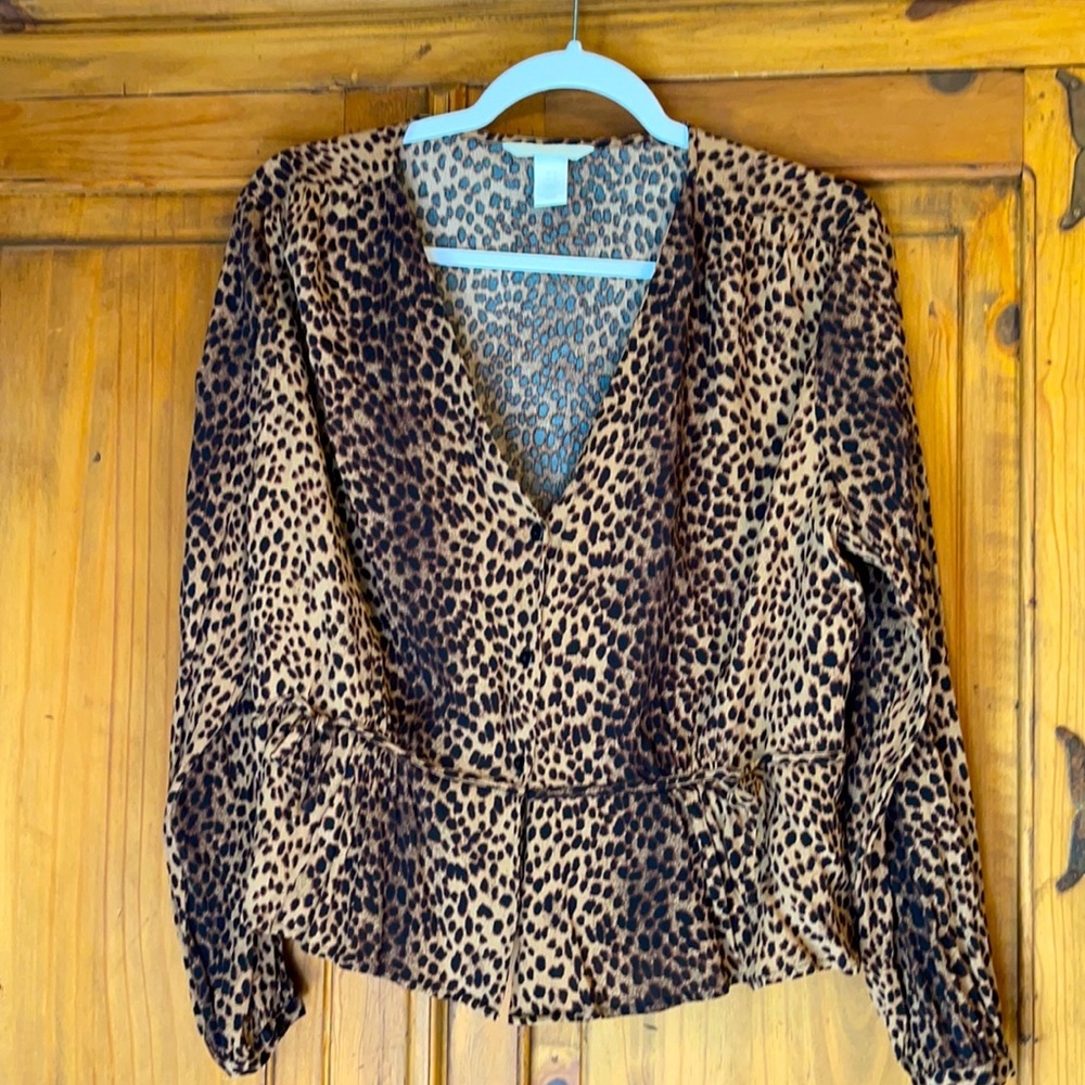 H & M Leopard Print Top Size 14 US
